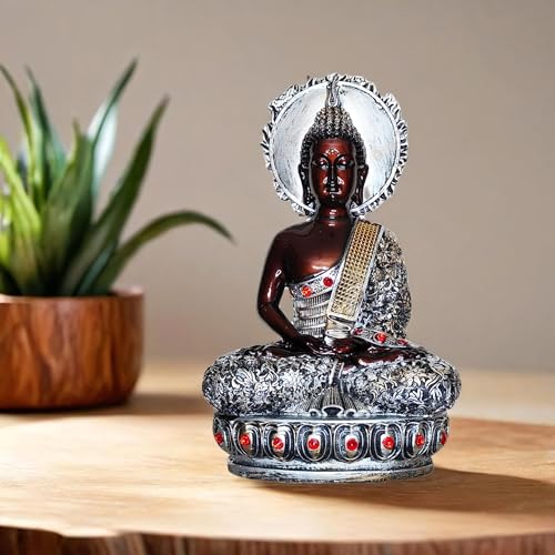 Image of YASHONIDHI Beautiful Sitting Buddha Statue for Home Decor, Resin, Metallic Brown, Height: 30.5 cm (1 feet), Showpiece for Gift, Buddha Idol