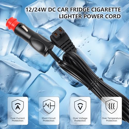 Image of 12V /24V Car Fridge Power Supply Cable Cigarette Lighter Plug Car Extension Cable for Cool Box Dometic, Alpicool, Waeco CF, ARB, Setpower, ICECO, Mobicool FR40 (1.5M)