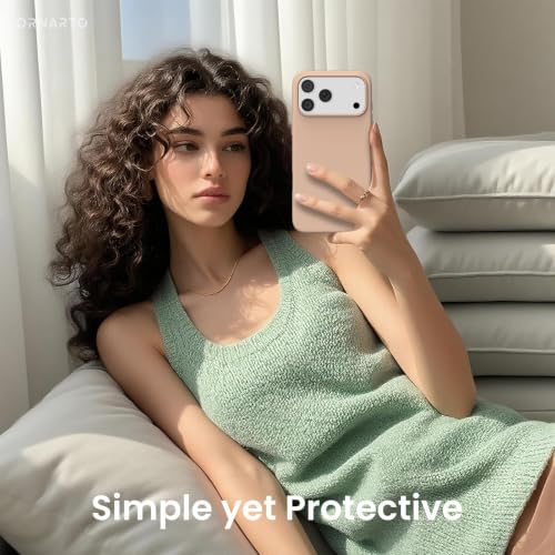 Image of ORNARTO Compatible with iPhone 17 Pro Max Case 6.9 inch, Slim Liquid Silicone 3 Layers Soft Gel Rubber Shockproof Protective Cover with Anti-Scratch Microfiber Lining-Nude Taupe