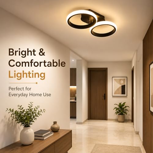 Image of Modern Dimmable LED Ceiling Light | Flush Mount Black Fixture with 3 Color Modes | Adjustable Brightness for Bedroom, Living Room & Dining Room (Ceiling Light (806))