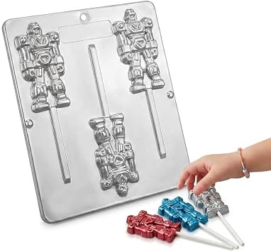 Robot Transformer Lollipop Chocolate Candy Mold 288, 3 Cavities, 3.5 x 3.8