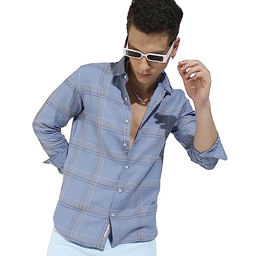 Image of CAHOOT Men's Button Up Regular Fit Shirt for Casual Wear | Regular Sleeve | Spread Collar | Button Closure | Shirts Crafted with Comfort Fit for Everyday Wear