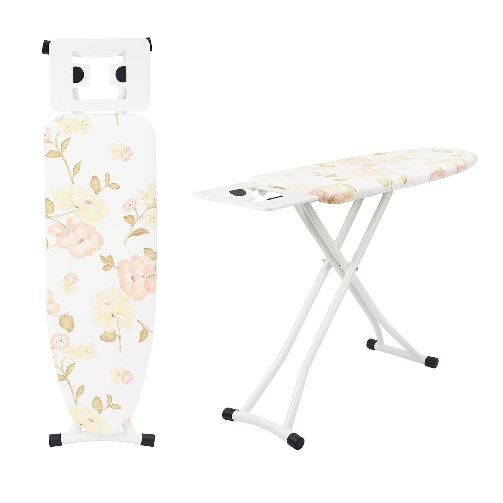 Sunnynest Floral 110X32cm Folding Ironing Board With 6 Adjustable Heights (66-77Cm) – Lightweight Design, Cotton Cover & Non-Slip Feet (Floral)