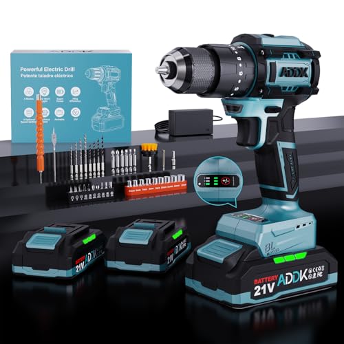 Taladro Atornillador Batería, Taladro Percutor Bateria 21v Destornillador Electrico Taladro Atornillador InaláMbrico cordless drill 40Nm,2x2.0Ah Baterías,24+3 Ajuste Par, 3 Velocidad (Configuración 3)