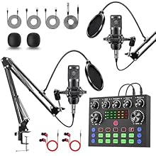 Professional Podcast Equipment Bundle: The Podcast Equipment Bundle is Equiped with BM-800 Podcast Microphone, DJ Mixer, Microphone Boom Arms, Shock Holders, Pop Filters, Foam Covers, 3.5 mm earphone, etc. Zero extra purchases needed. Ideal for voice...