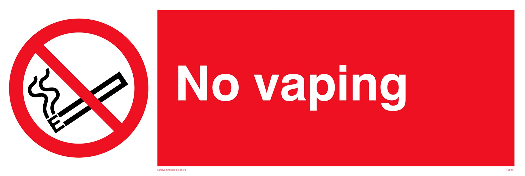 Pack of five - No vaping Sign - 300x100mm - L31