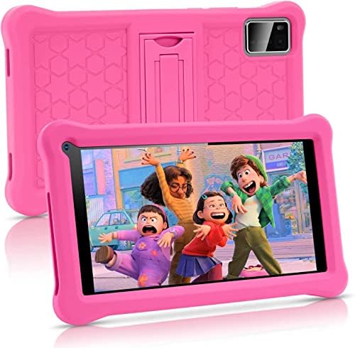 Kids Tablet 7 inch Android 11 Tablet for Kids(Ages 3-12), 3GB RAM 32GB ROM 128GB Expand,Google Certificated, Kids Software Pre-Installed, Bluetooth, WiFi, Dual Camera,with Shockproof Case-Pink…