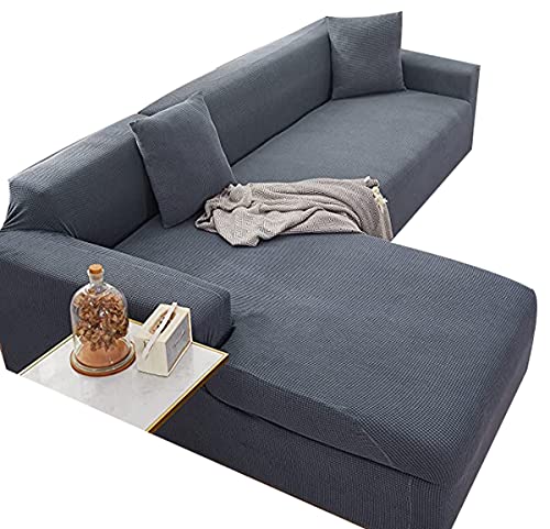 伸縮性のあるL字型ソファカバー、L字型ソファ用、1/2/3/4人掛けストレッチスリップカバー、汚れ防止ソファプロテクター、調節可能なソファカバー、ソファスリップカバー (色: アイボリー、サイズ: 235 300cm)