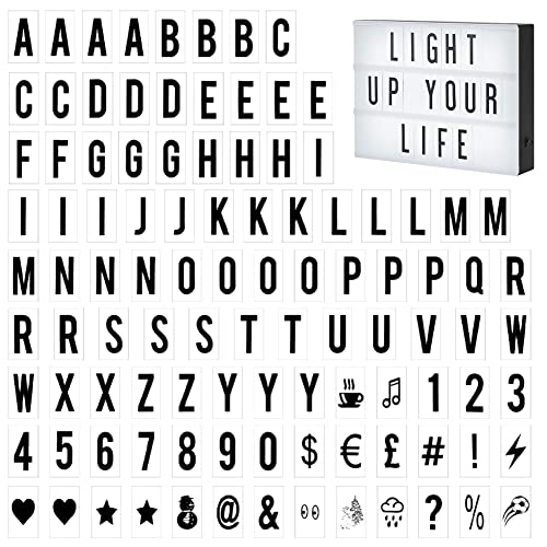 Xygobla 104pcs Cinema Light Box Letters 65x35mm Black LED Light Box Replacement Letters Numbers & Symbols Compatible with A3 A4 A5 Cinema Board for Home Party Halloween Christmas Decoration