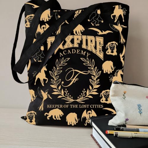 WCGXKO Book Lover Gift Academy Keeper Of The Lost Cities Bookish Tote Bag4