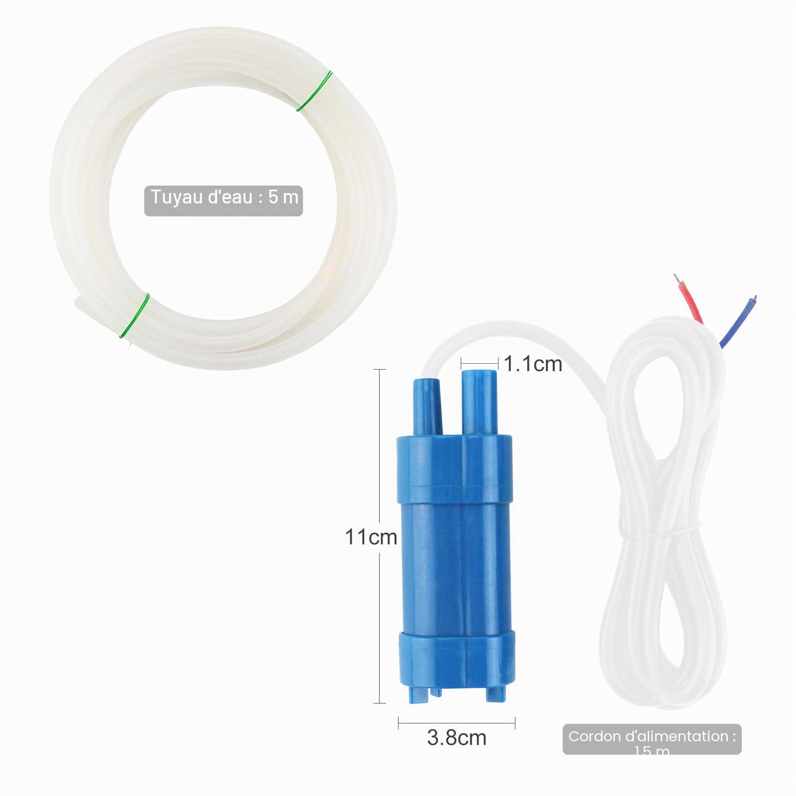 Pompe à Eau Submersible 12 V 600 L/H, 5m Lift Ultra Silencieuse Pompe D'eau Douce avec Tuyau en Silicone de 5m, pour Caravane, Camping-car, Yacht, Bateau, etc.