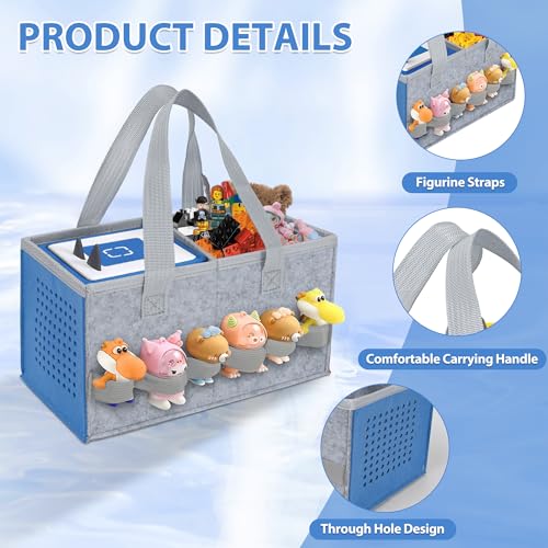 Image of IBVIVIC Carrying Case for Toniebox Starter Set and Figurines, Portable Travel Felt Cloth Musical Toy Folding Bag with Handle for Toniebox 2 and Accessories (Ocean Blue)