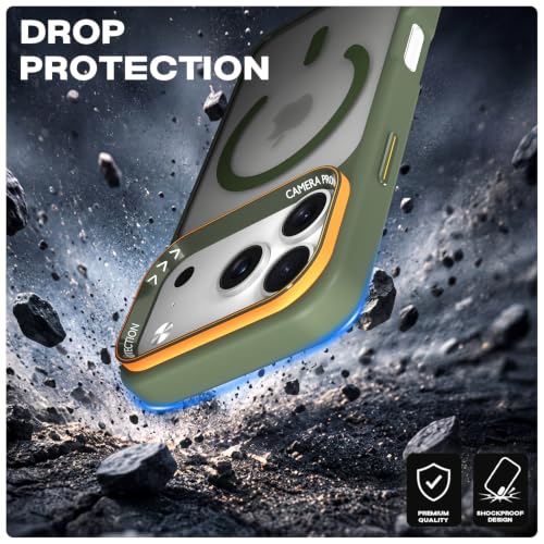 Image of Pikkme Back Cover for iPhone 17 Pro Max | Shockproof | Mag-Safe Compatible | Hard Transparent Back | Premium Raised Camera Protection | Bumper Case (Green Mag-Safe)