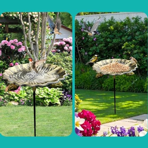 Style rustique polyvalent pour ce bain d'oiseaux sur piquet stable