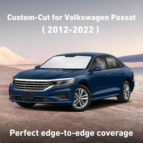 Image of EcoNour Windshield Sunshade Compatible for Volkswagen VW Passat 2012-2020 2021 2022, Sun Visor for Front Windshield & Window Sun Shade Cover, UV Heat Blocker & Protector, Car Accessories