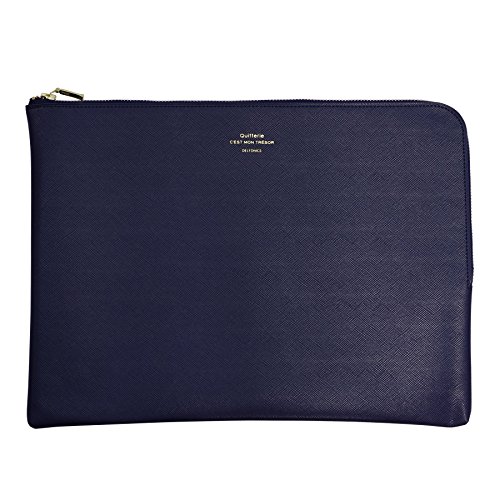 Delfonics Quitterie Pouch L 500346 : pochette premium texture cuir bleu foncé
