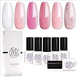 Sexy Mix Gel Nail Polish Set, Nude Pink Glitter Colors Series Soak Off UV LED Gel Polish Kit Gift Box 6 Tiny Bottles 0.24 OZ