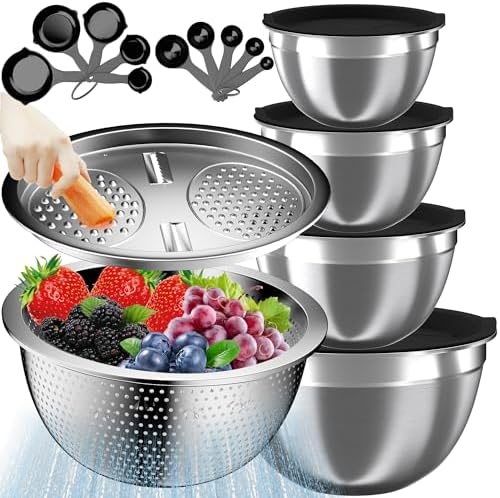 Nicdiet Mixing Bowls with Lids Set, 16PCS Stainless Steel Mixing ...