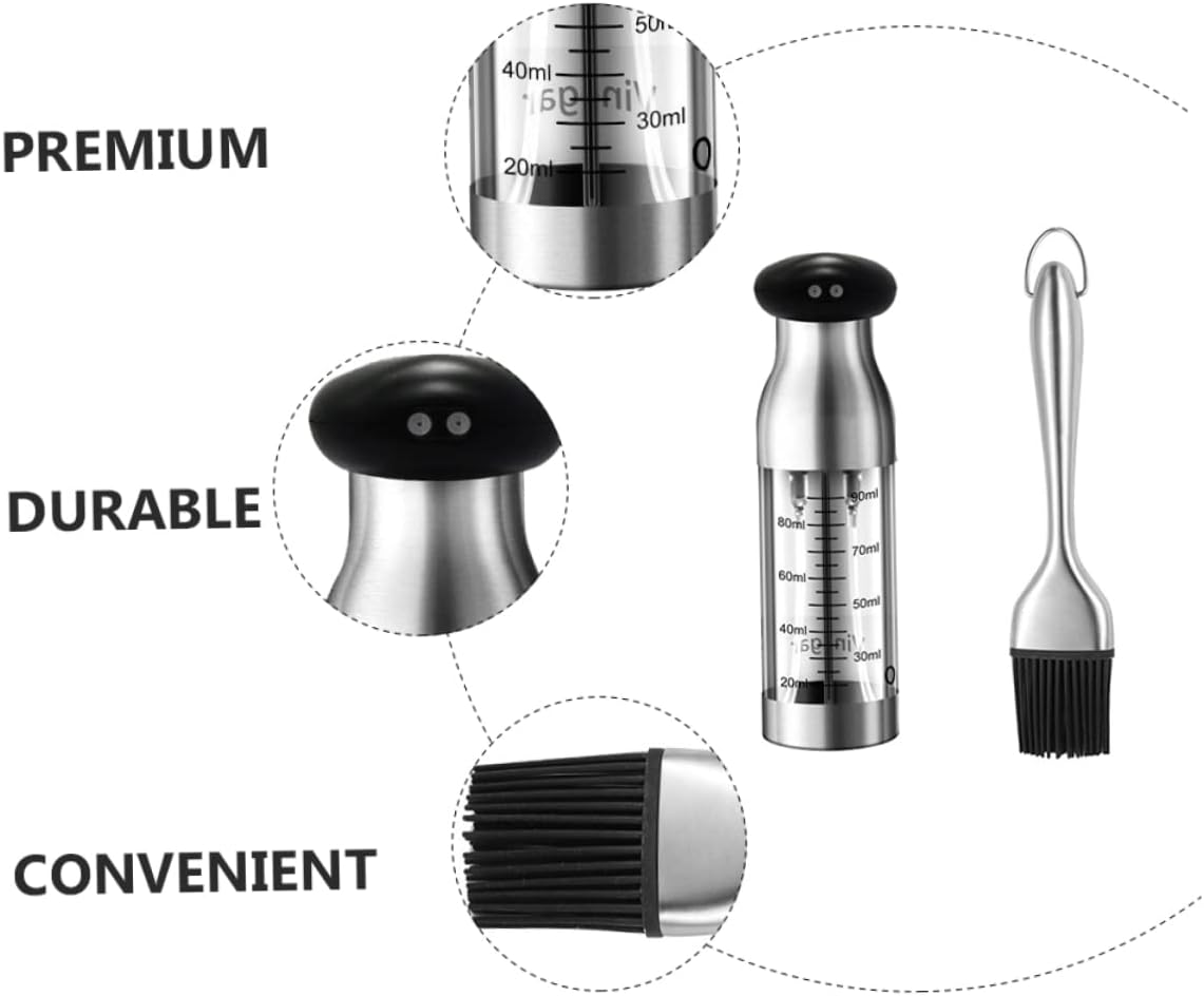 OUNONA 1 set Oil Spray Bottle Premium Oil and Vinegar Dispenser with Scale Kitchen Essential for Cooking Bbq and Home Use with Brush