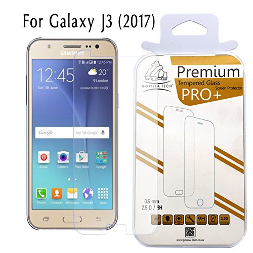 Samsung Galaxy J3 (2017) Gorilla Tech® Premium templado vidrio Protector de pantalla invisible shield HD cubierta 9H Dureza transparente calidad HD golpes y resistente a los arañazos