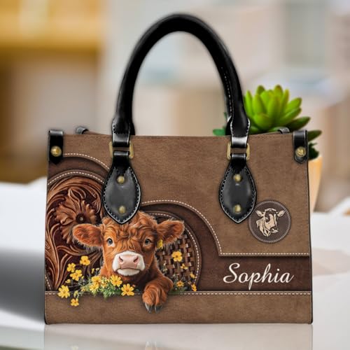 Bolso personalizado de cuero con diseño de vaca miniatura 4