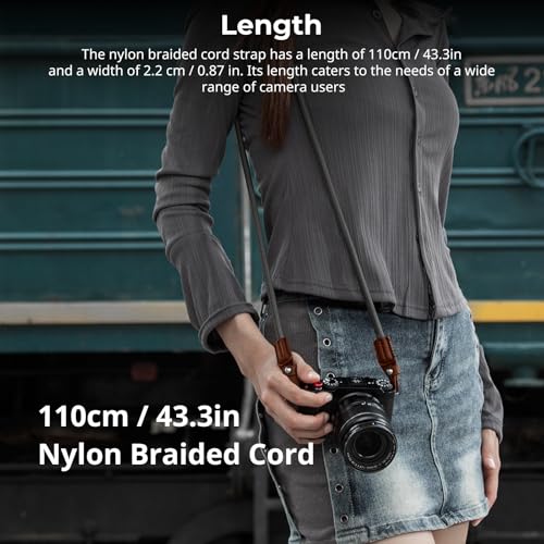 Image of SMALLIRG Rope Camera Neck Shoulder Strap, Adjustable Braided Shoulder Strap with O-Ring and Leather Pad