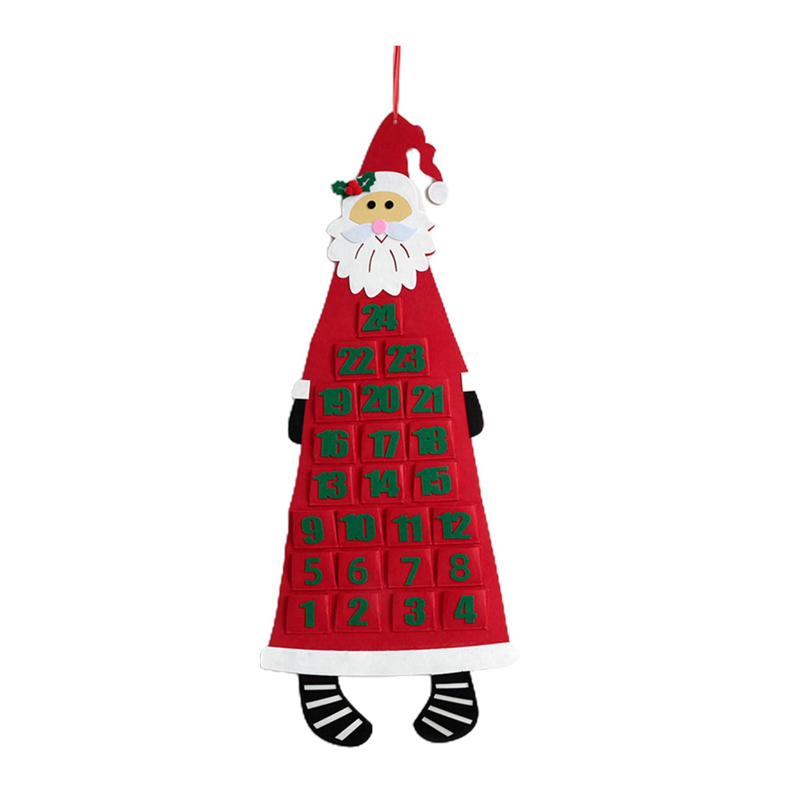 Jazuaiao Felt Advent Calendar Christmas Hanging Pendant Santa Elk Christmas Advent Calendar New Year Decorations for Home Countdown