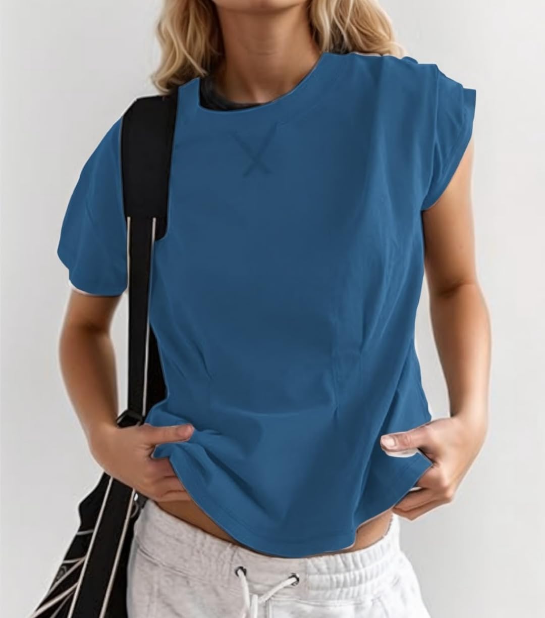 Women's Summer Short Sleeve Crewneck Flattering Pleated Babydoll Peplum Top Y2k Casual Flowy T Shirts - Image 2