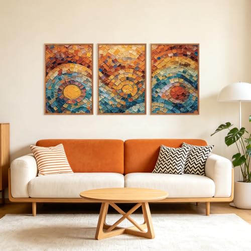 Image of CHDITB 3D Boho Floral Mandala Wall Art,Textured Colorful Canvas Wall Decor