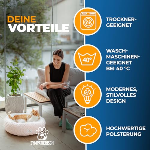 Katzenbett-beruhigende-Wirkung-Rundes-flauschiges-Kissen-fur-deine-Samtpfote-Katzenkissen-Katzen-Korbchen-Kuschelbett-waschbar-Katzenschlafplatz-Bettchen-Katzenbettchen-55x55x20-cm | Dealmeister.io Alt tag für bilder post titel