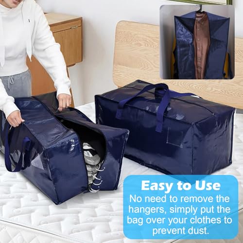 Withosent 92L Aufbewahrungstasche Groß Gewebt, 4er Wasserdicht Umzugstaschen mit Rucksackgurten und Griff, Alternative zur Umzugskartons, Faltbar Moving Bags für Bettdecken Kleideraufbewahrung