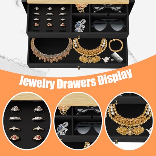 BEGULF Wall Mounted Jewelry Organizer, Large Jewelry Organizer and Storage, Wall Hanging Jewelry Organizer for Earring, Necklace, Bracelet, Perfume (BLACK)