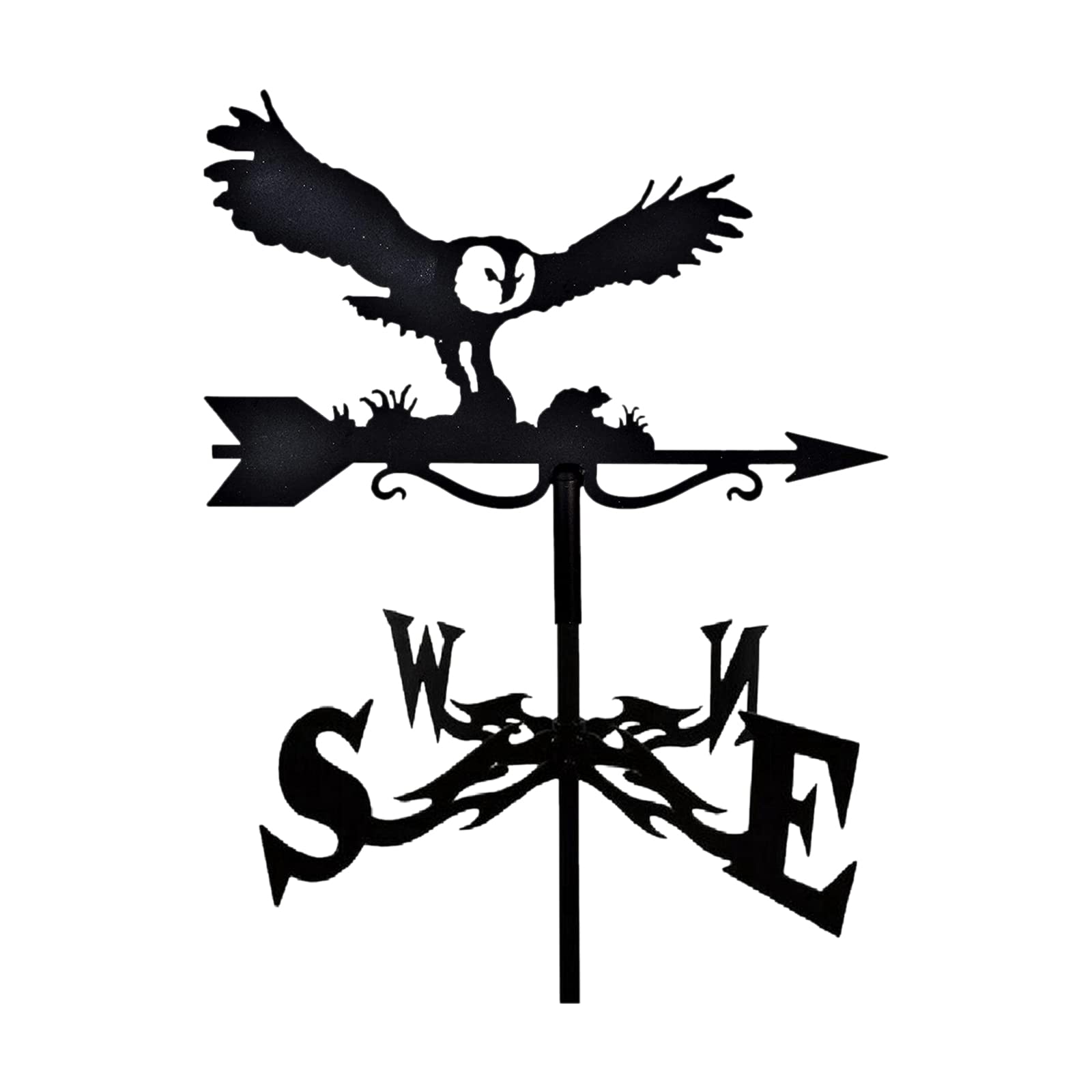 Fenteer Owl Classic European Weathervane Scene Garden Stake Weather Vane Wind Direction Indicator, 35X75cm