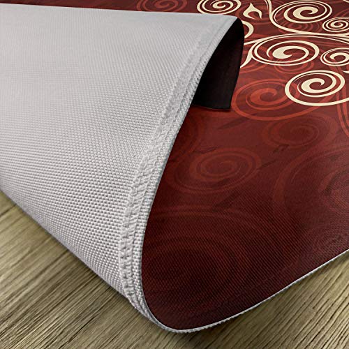 Ambesonne Burgundy Place Mats Set Of 4, Floral Swirls Ivy Image Ombre Details Grunge Backdrop Flower Art, Washable Fabric Placemats For Dining Table, Standard Size, Cream Ruby #TOP4