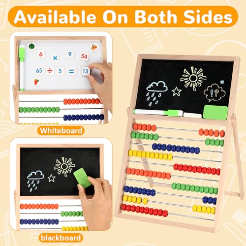 Tapvai Rechenschieber 1. Klasse, Rechenrahmen 100 Mehrfarbigen Perlen mit Magnetaufkleber, Abakus Spielzeug, Abakus Kinder, Abacus Mathe Abakus für Kinder mit 100 Perlen für Die Vorschulerziehung