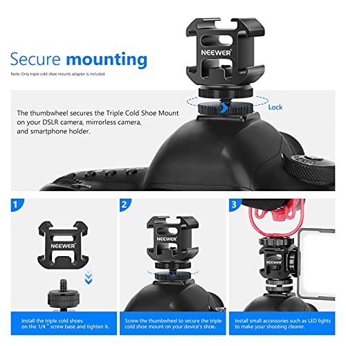 Neewer Camera Hot Shoe Mount Adapter With Triple Cold Shoe Mounts For Mic Led Video Light Field Monitor, Aluminum Alloy Shoe Mount Compatible With Canon Nikon Sony Dslr Camera Camcorder #TOP3