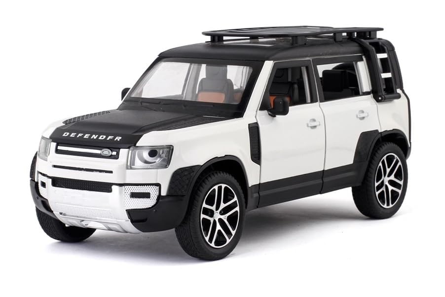 Image of 1:24 Scale Big Size Land Rover Defender Toy Car | Metal Pullback Diecast Car for Kids with Openable Doors, Sound, Light Effects Toy for Car Enthusiasts (Color As Per Available)