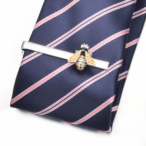 Image of Unique Insect Tie Clip for Men Bee Fish Butterfly Turtle Ladybug Novelty Tie Bar Silver Gold Animal Party Anniversary Jewelry Gift