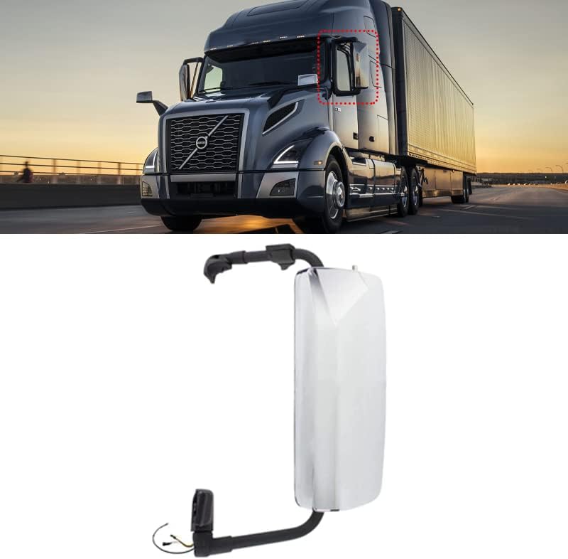TODO Asamblea del espejo de puerta cromado para el lado izquierdo del conductor del camión 2004-2017 Volvo VNL