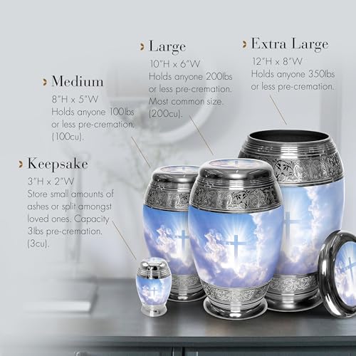 Image of Heavenly Cross Cremation Urn for Ashes Adult Male - Personalized Urn for Ashes for Women Decorative Urns - Beautifully Handcrafted Cross Urn