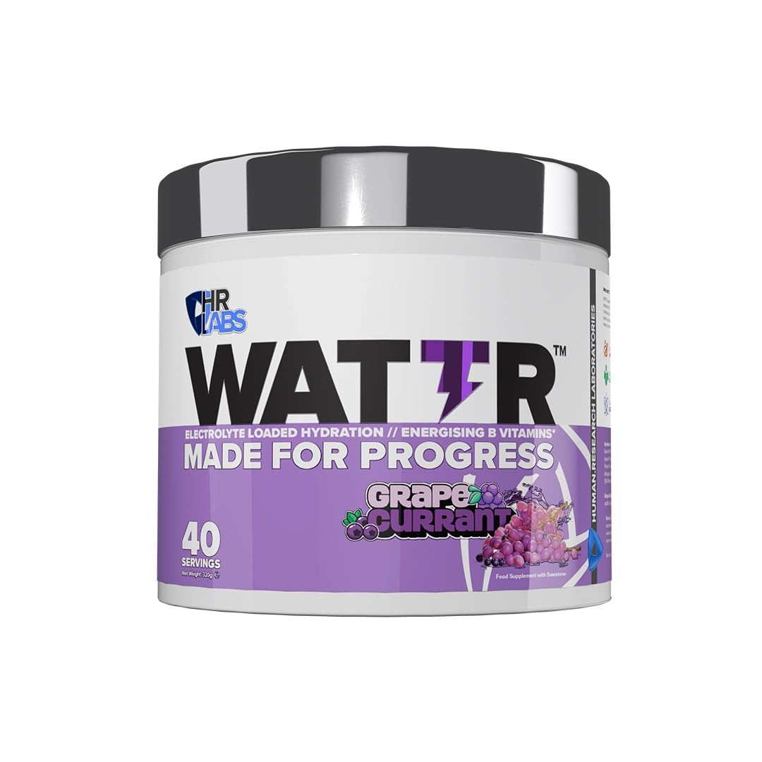 HR Labs WATTR™ Electrolyte Loaded Hydration Powder with Energising B Vitamins. 40 Servings, 320g, 7 Great Tasting Flavours (320g, Grape Current)