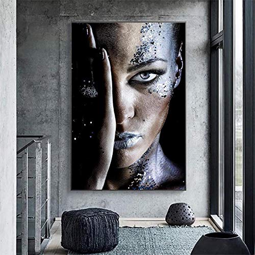 Toile de femme noire africaine avec cadre intérieur haute définition