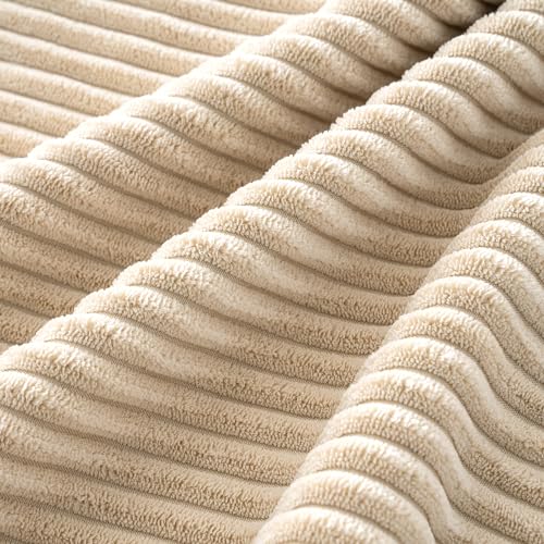 Image of MIULEE Boho Farmhouse Throw Pillow Covers 18x18 Inch Set of 4 Mordern Nordic Cushion Covers Soft Corduroy Spring Home Decor for Couch Bed Sofa Living Room Beige