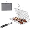 NININI Barbecuemand, visbraadmand, opvouwbare BBQ grillmand, draagbare grill vishouder, met opbergtas, voor vis groenten…