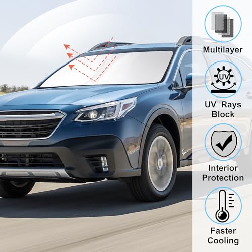 Image of Windshield Sun Shade Compatible with 2020-2024 2025 Subaru Outback SUV, Base, Premium, Limited, Touring Accessories Sun Visor Heat Protection Keeps Car Cool