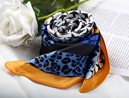 Allegra K 70cm Houndstooth Swallow Bird Leopard Print Square Scarf Kerchief Neckerchief Bandana2