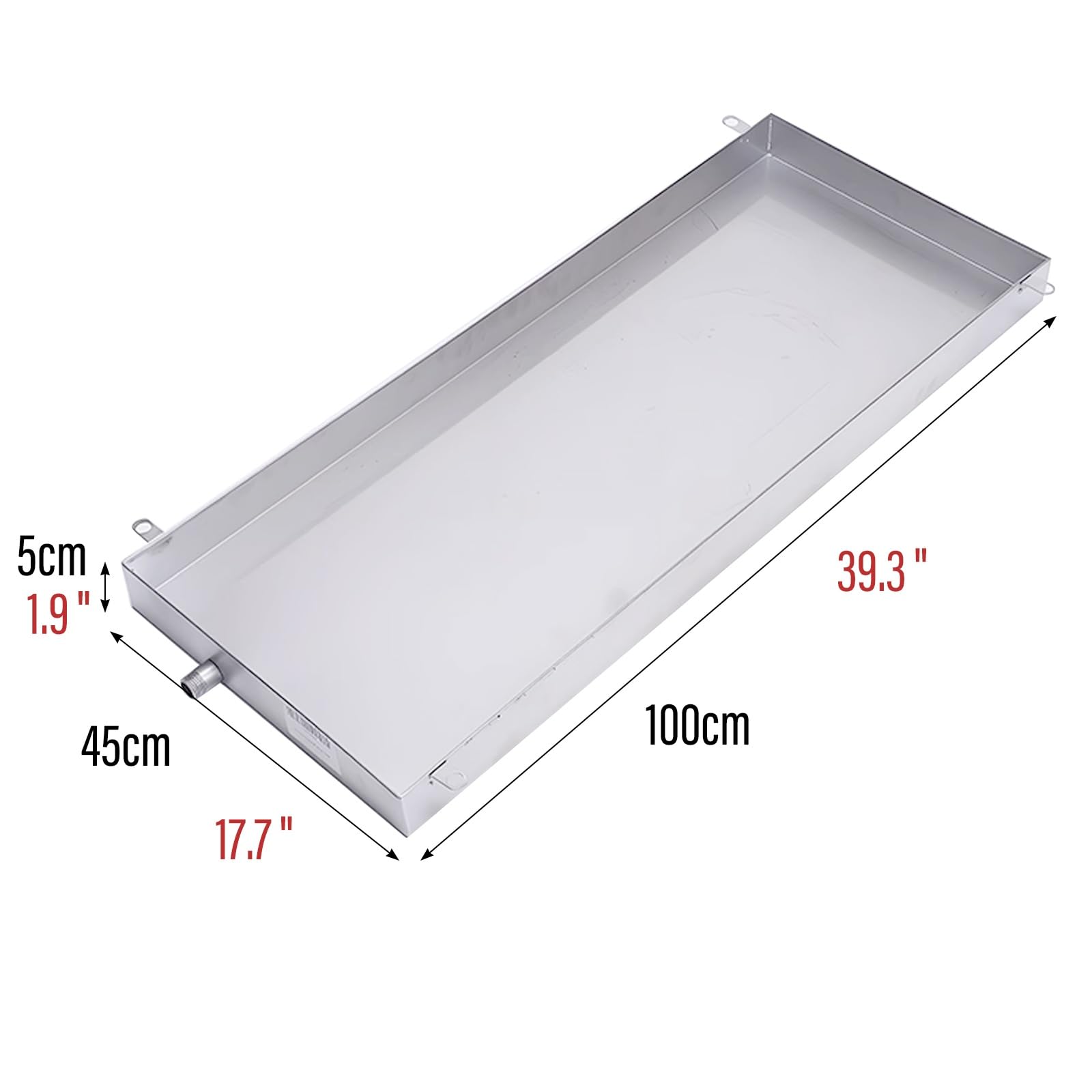 Bandeja de goteo de aire acondicionado con drenaje de acero inoxidable 304 grueso, incluye manguera de agua de 300 cm, se puede utilizar como bandeja, bandeja de goteo o bandejas de recogida de aceite