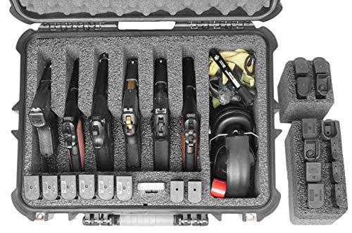 Case Club 6 Pistol & 20 Magazine Case With Accessory Pocket. Pre-Cut, Heavy Duty, Waterproof, With Silica Gel For Gun Rust Prevention (Upgraded Gen-2) #TOP2