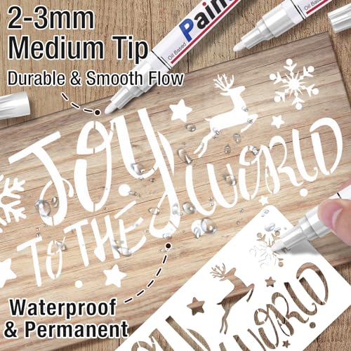 Dapawin AP521107339US White Permanent Marker Waterproof - 8 White Paint Markers For Metal Surfaces Tire Black Paper Wood Plastic Rocks Fabric thumb #1