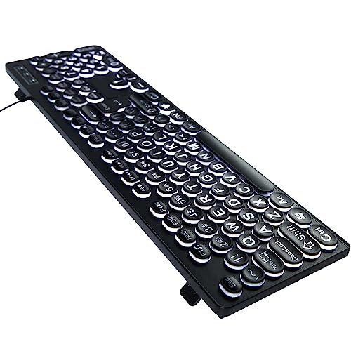 M MC Saite MCSaite Wired Backlit USB Keyboard - 104 Keys Standard Full Size with White LED Large Letter Print Keyboard for Windows Desktop, Laptop, PC - Thumbnail 4
